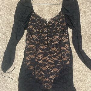 Black Lace Long Sleeve Dress